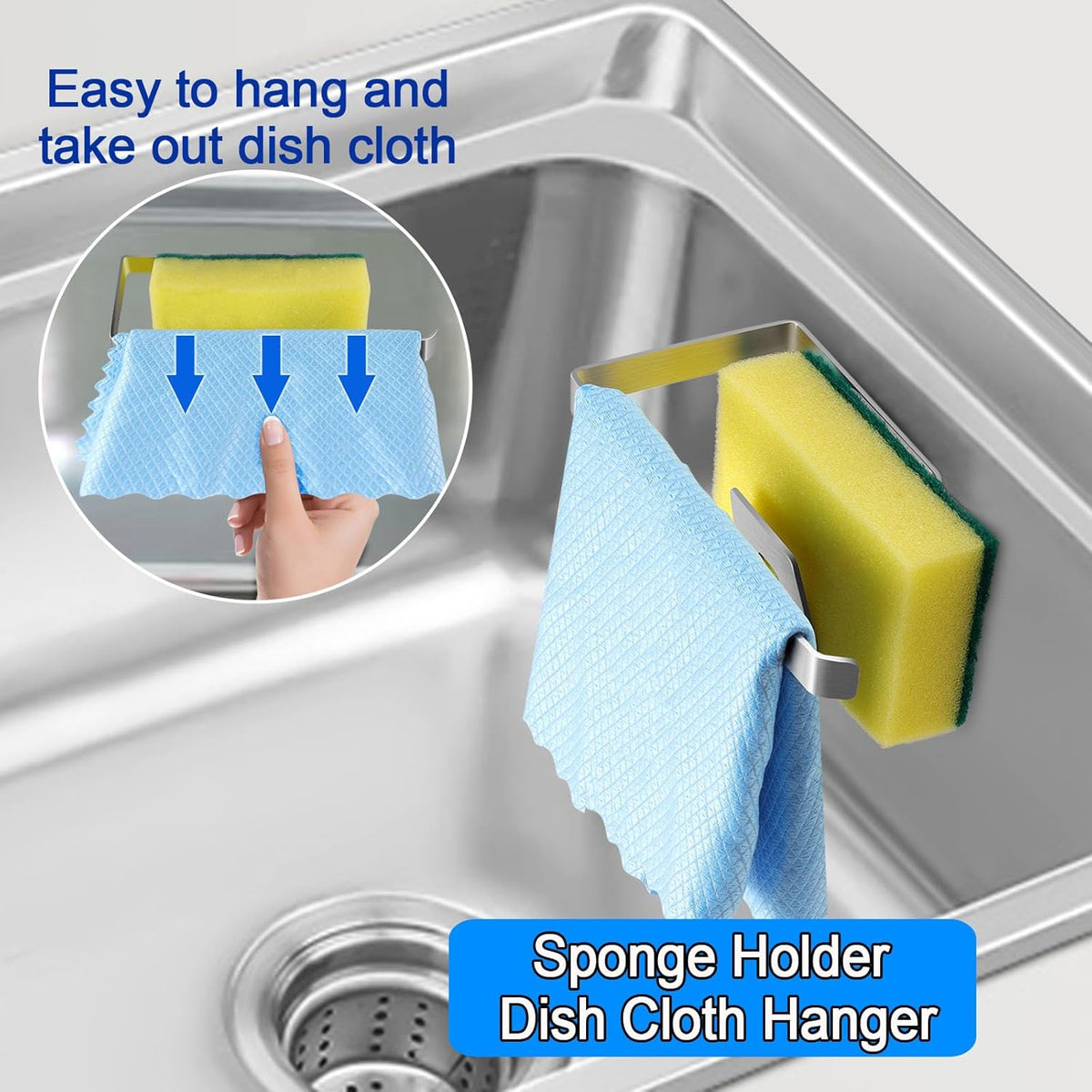 Sponge Holder for Kitchen Sink, Kitchen Sink Caddy, 2 in 1 Kitchen Sink Organizer Sponge Caddy