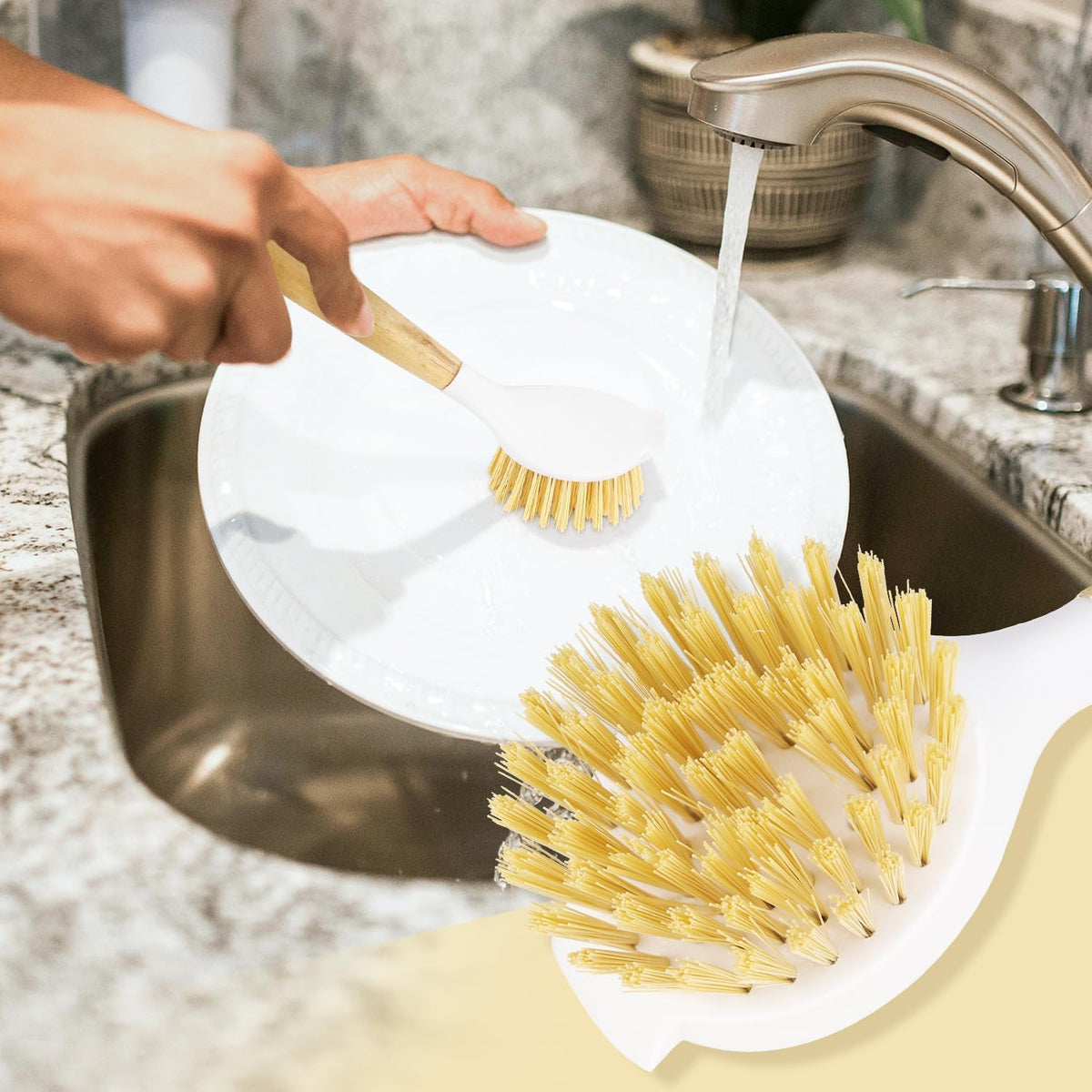 2 Pack Kitchen Scrub Brushes for Cleaning Dish Brush with Handle for Pans, Pots, Kitchen Sink