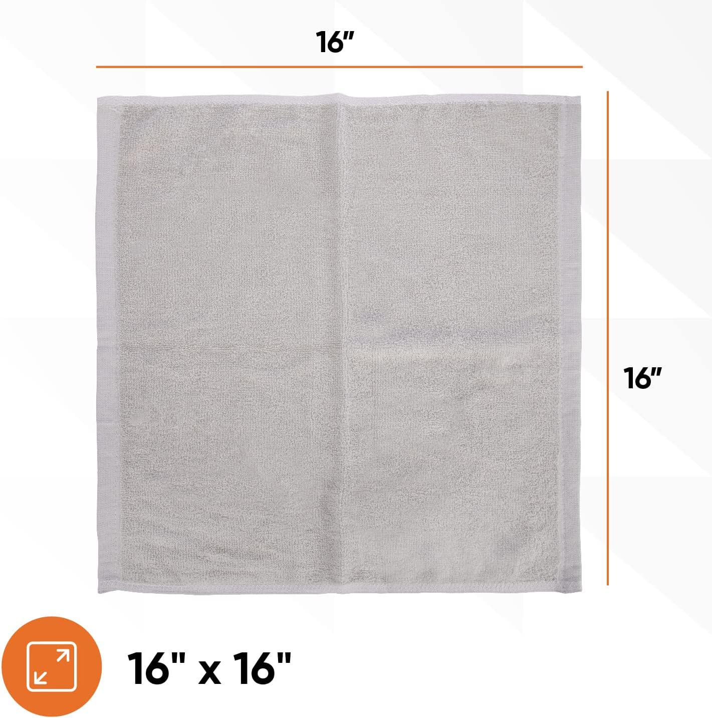 Superio Cotton Terry Washcloths Grey Towels 100% Cotton Cleaning Cloth 16" Rags Wash Clothes for