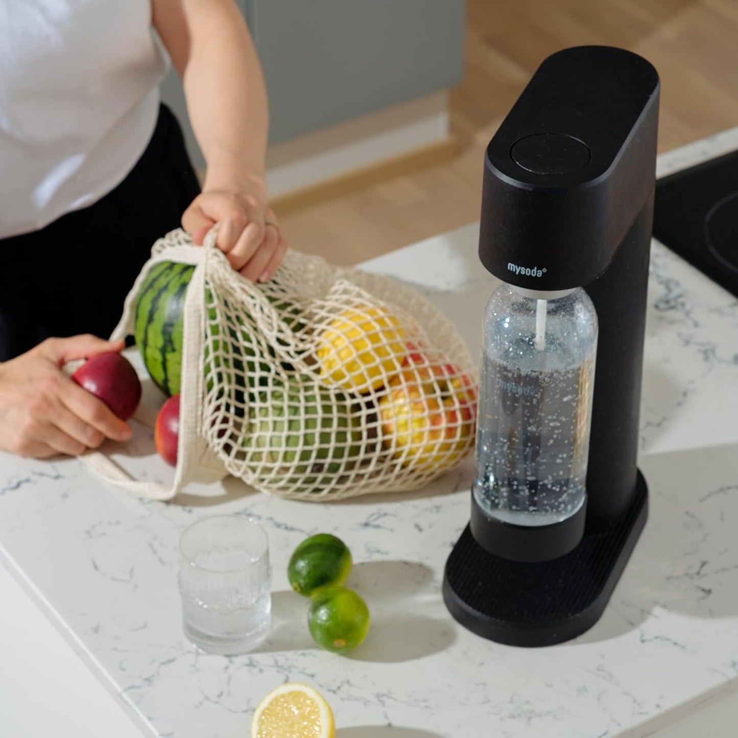 Mysoda Carbonating Bottles 2Pck 1L - Compatible with MySoda and any brands - Lid and Base Made of