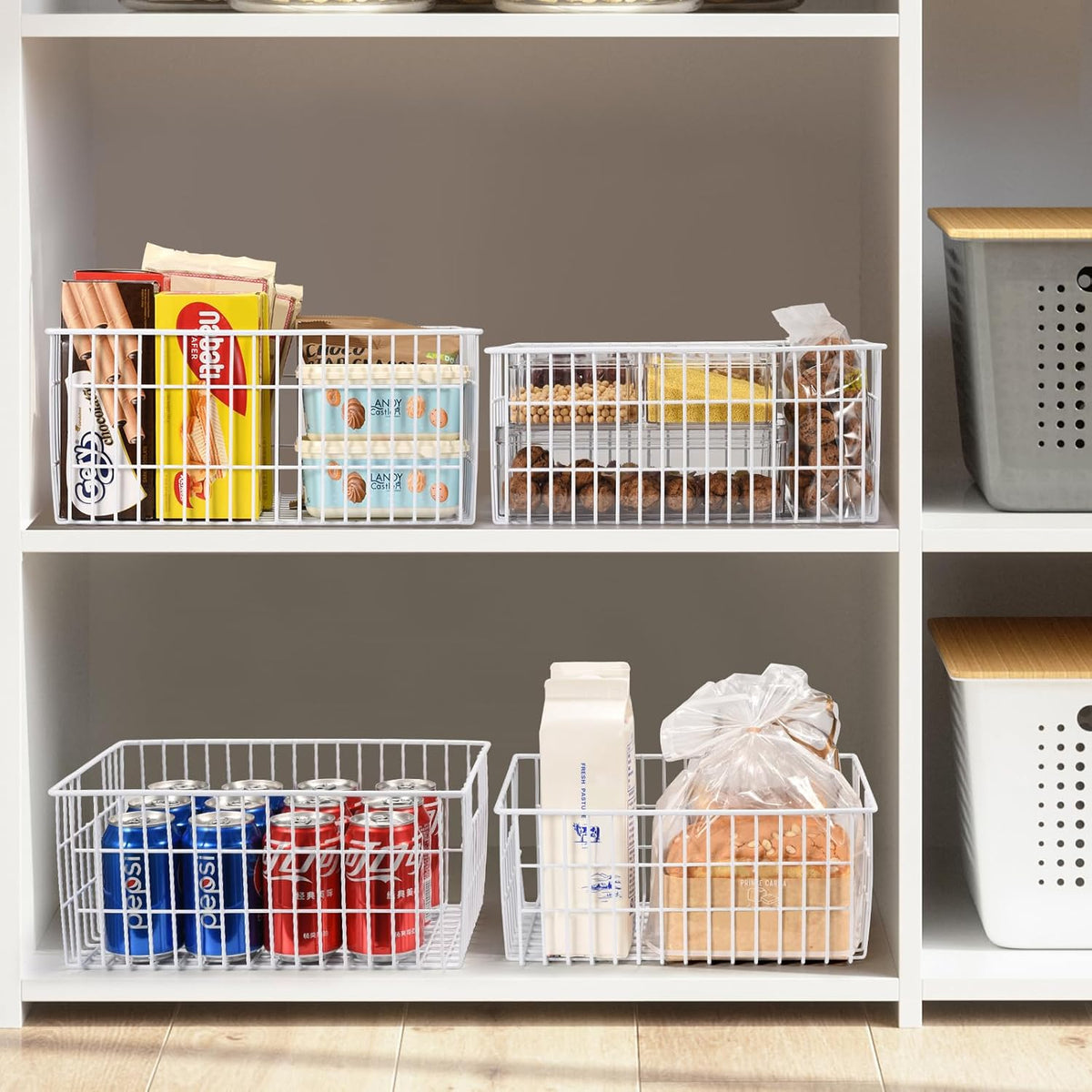 Orgneas Freezer Organizer Bins, Vertical Sides Wire Freezer Baskets for Upright Freezer, Chest