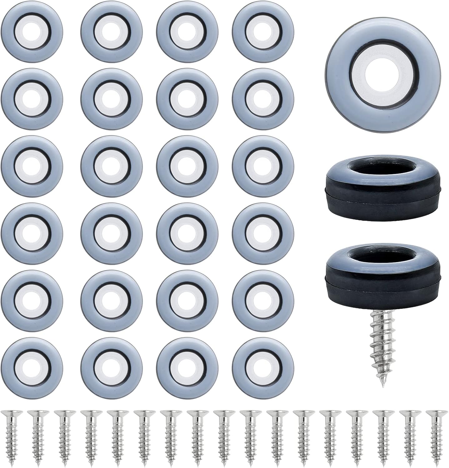 24pcs 3/4" (19mm) Screw on Furniture Sliders, Teflon Chair Leg Slides, Round Furniture Glides with