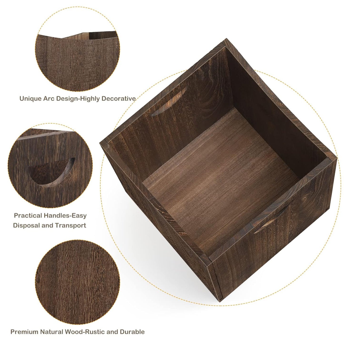 smusei Wood Trash Can 9.5 Gallon Waste Basket Bin Rustic Farmhouse Large Kitchen Garbage Can for