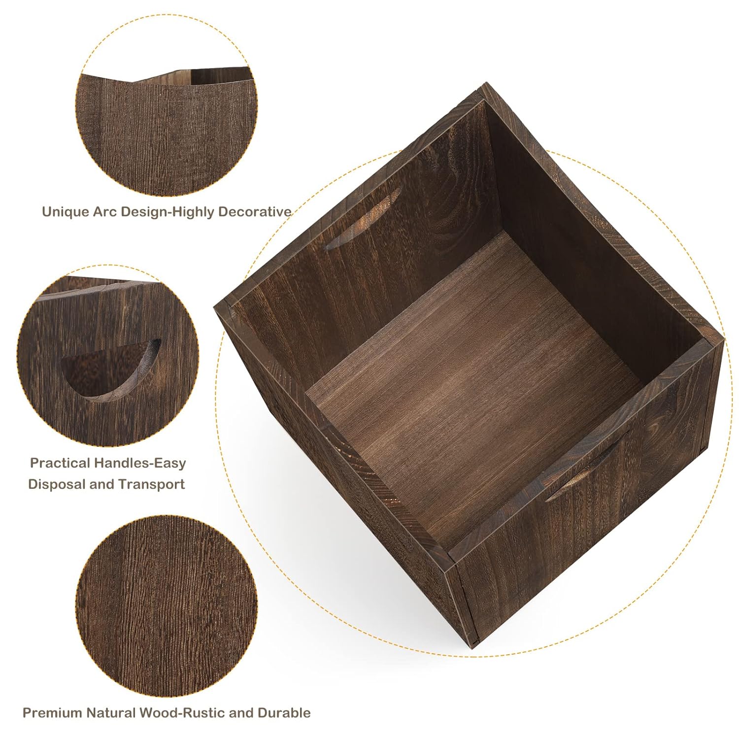 smusei Wood Trash Can 9.5 Gallon Waste Basket Bin Rustic Farmhouse Large Kitchen Garbage Can for