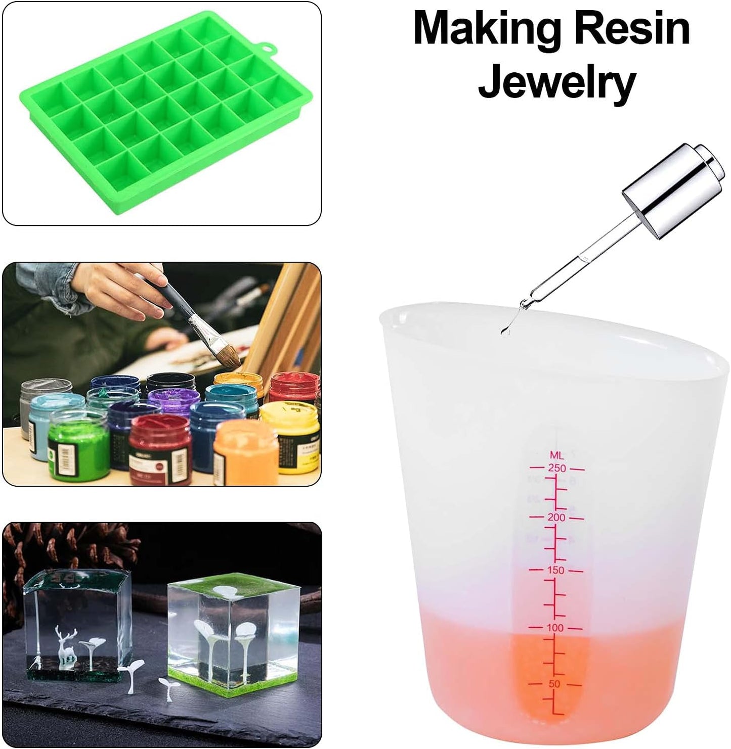 Silicone Measuring Cups, 500ml & 250ml Large Flexible Mixing Cups, 2 Cups Pour Baking Cups for