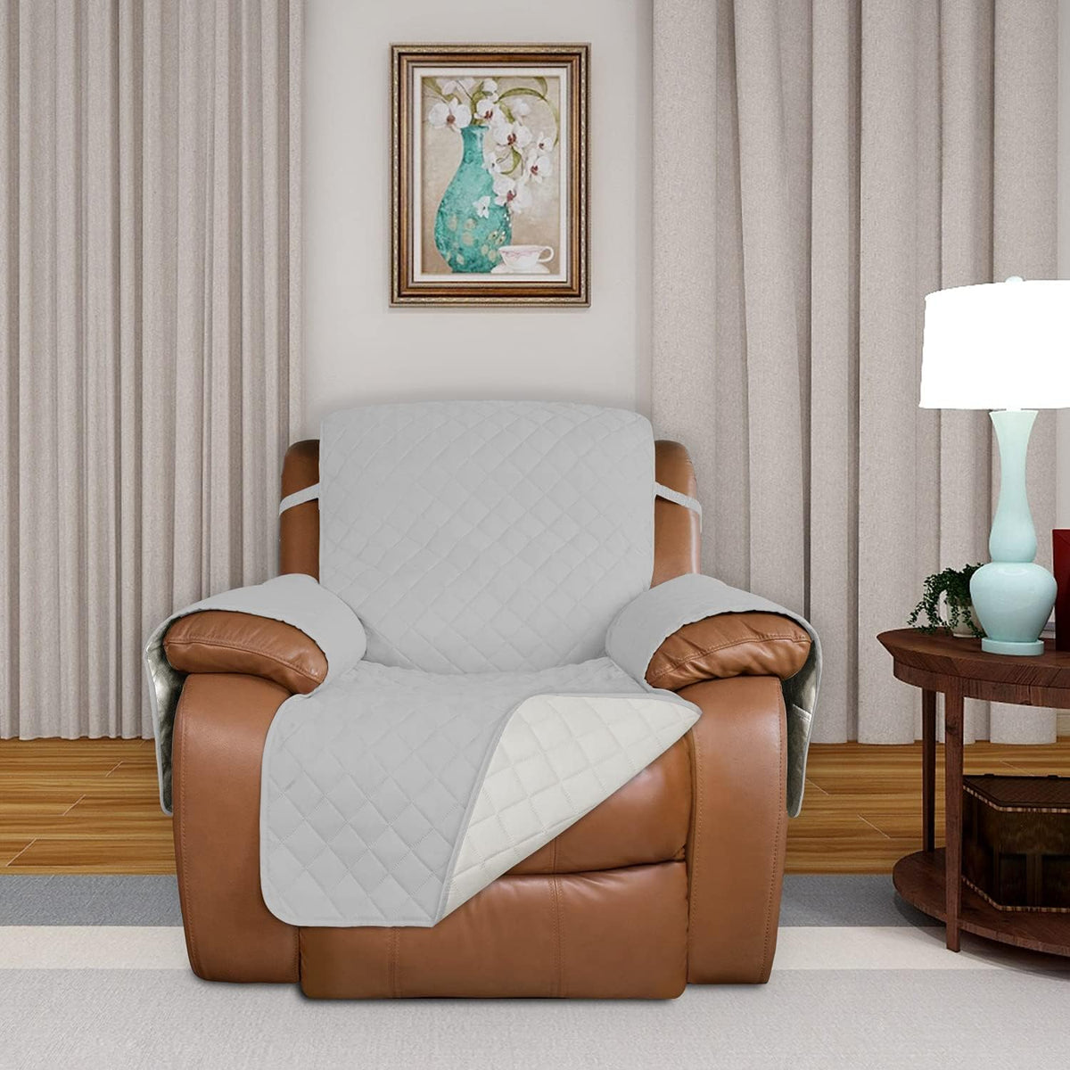 PureFit Reversible Quilted Sofa Cover, Water Resistant Slipcover Furniture Protector, Washable
