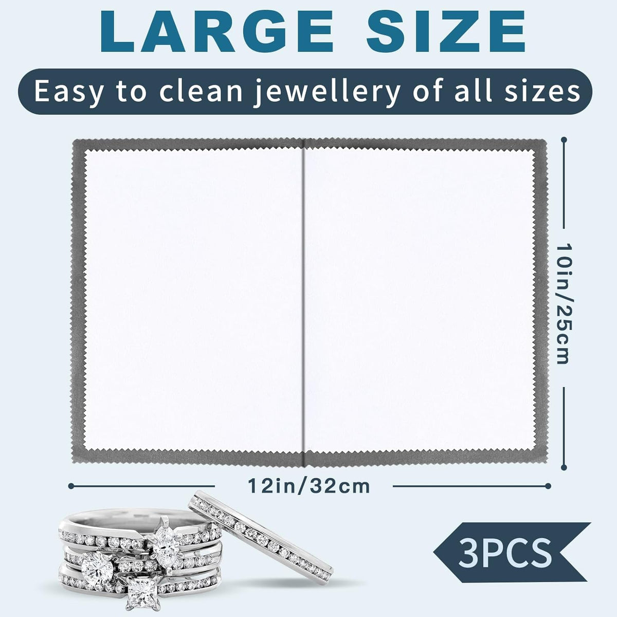 Phinus 3PCS Jewelry Cleaning Cloth, 10'' x 12'' Silver Polishing Cloth Jewelry, 100% Cotton Jewelry