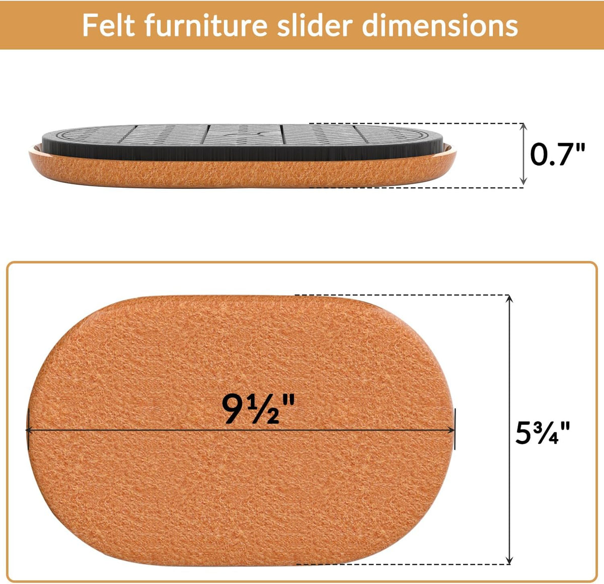 9½"x5¾ Felt Furniture Sliders for Hardwood Floors, 4PCS Oval Furniture Pads for Wood Floors