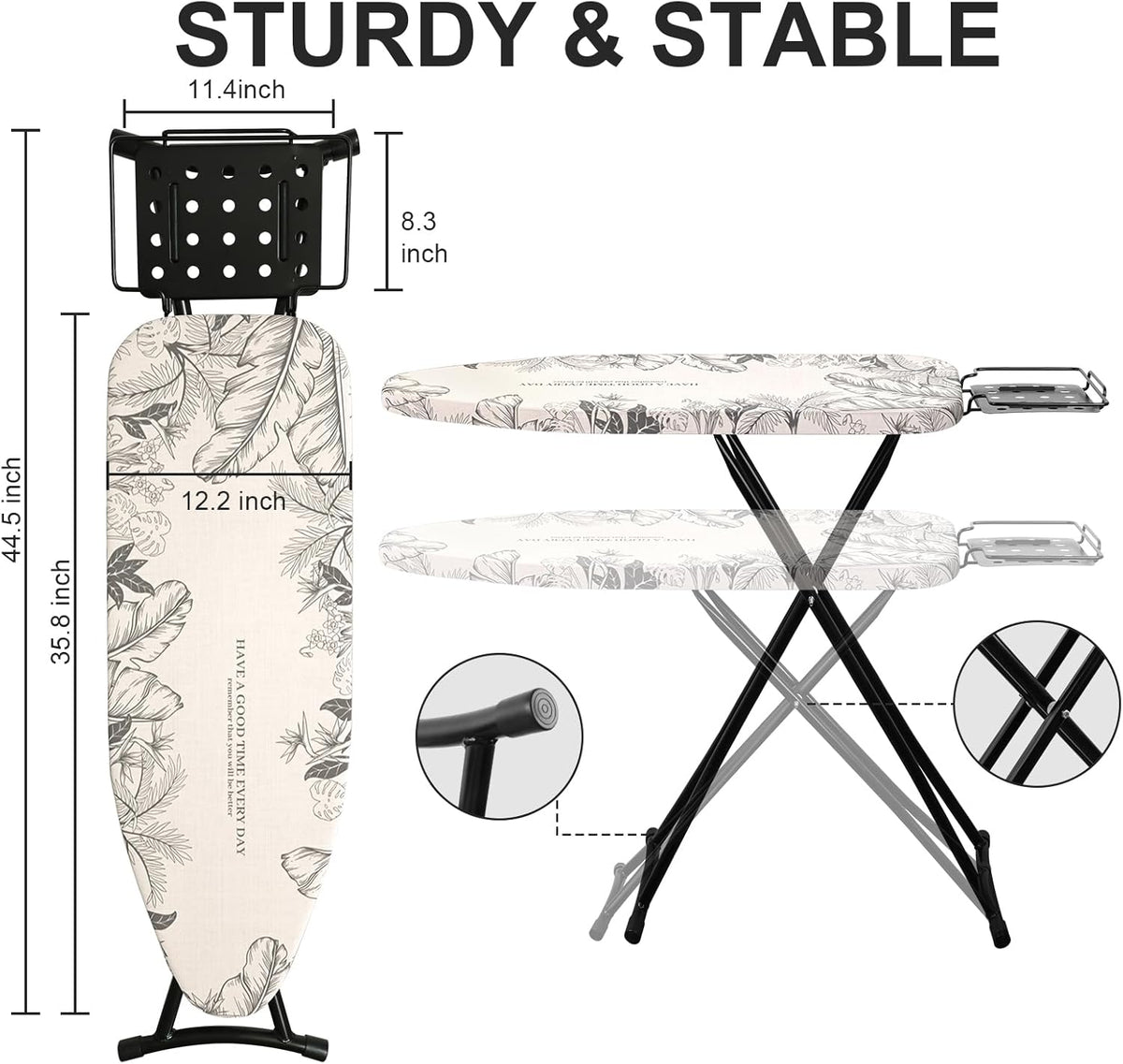Ironing Board,Foldable Ironing Board Adjustable Height Compact Iron Board Thick Steel Tube Iron