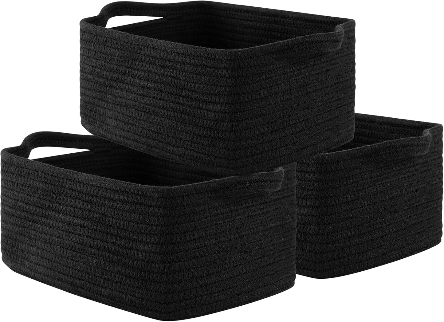 OIAHOMY Cotton Rope Woven Baskets for Storage, Nursery Rectangle Storage Basket with Handles for