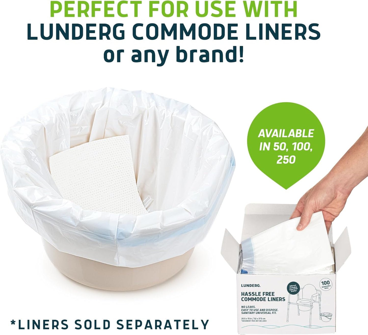 Lunderg Aloe Scented Super Absorbent Commode Pads - Medical Grade Value Pack 250 Count - for