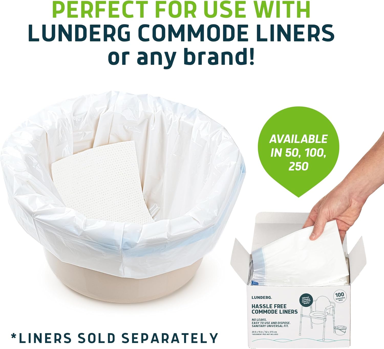 Lunderg Aloe Scented Super Absorbent Commode Pads - Medical Grade Value Pack 250 Count - for