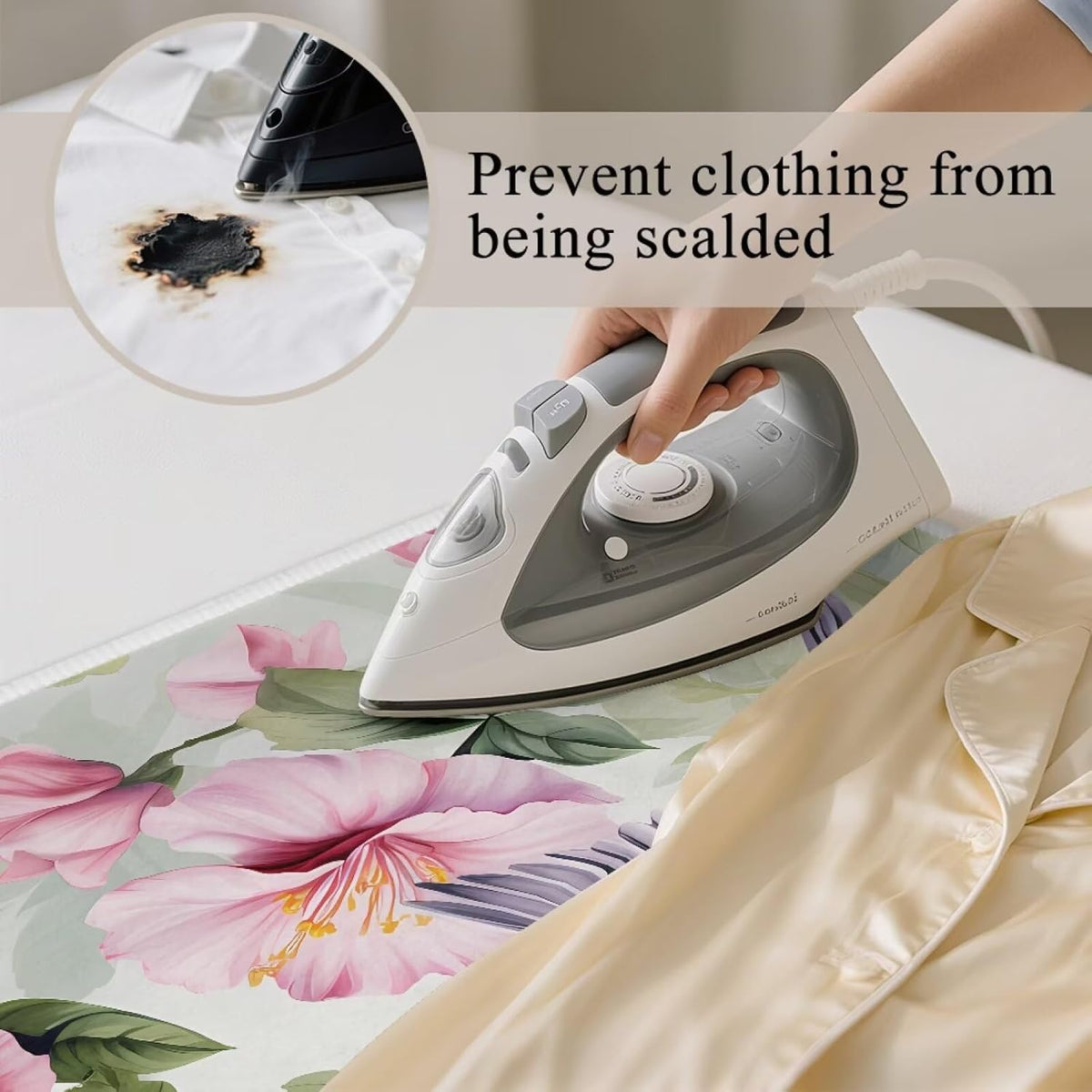 Hummingbird Ironing Mat for Table top Washer,Dryer,Countertop,Floral Print Portable Iron Pad