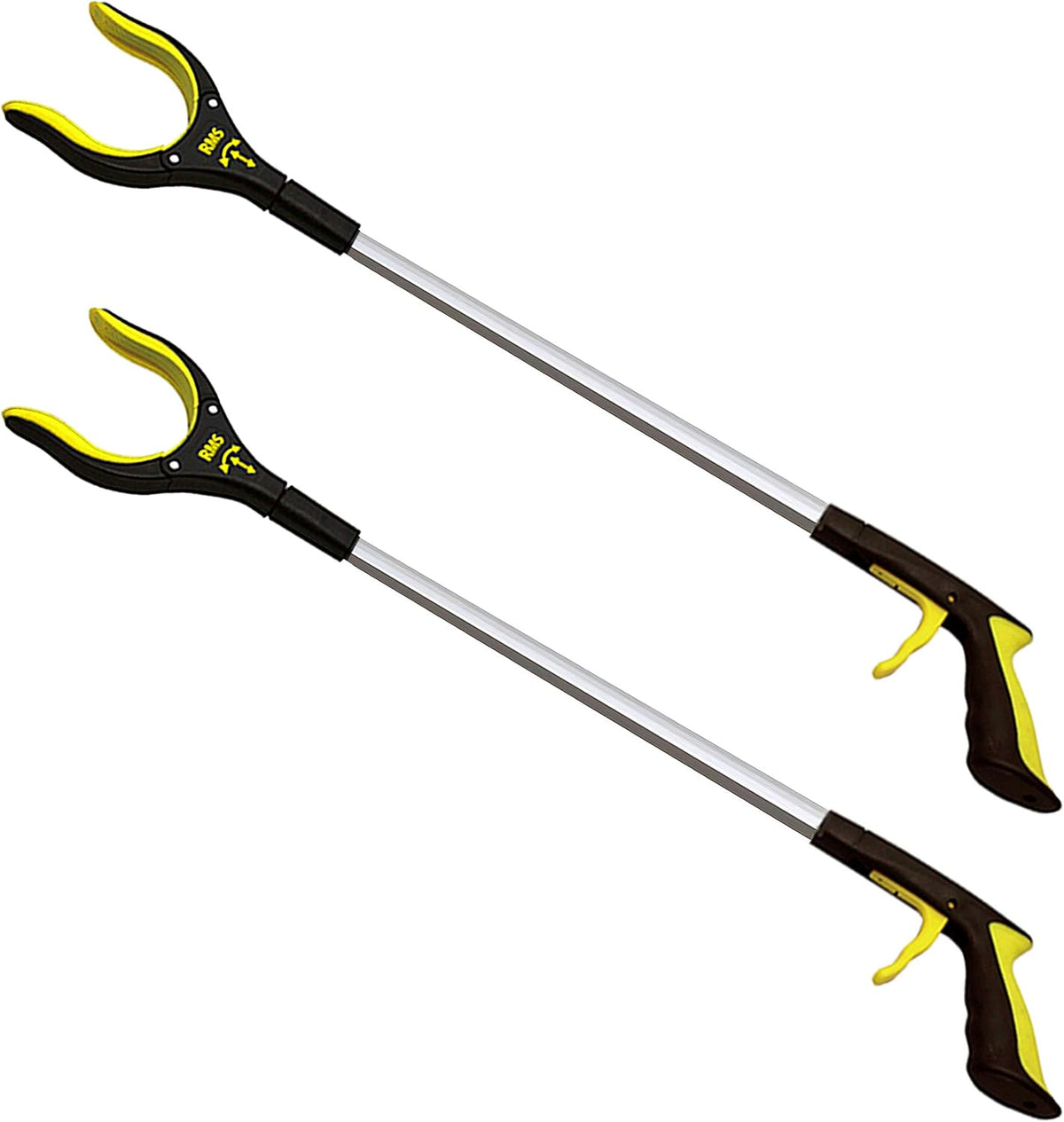 RMS 2-Pack 32 Inch Extra Long Grabber Reacher with Rotating Jaw - Mobility Aid Reaching Assist Tool