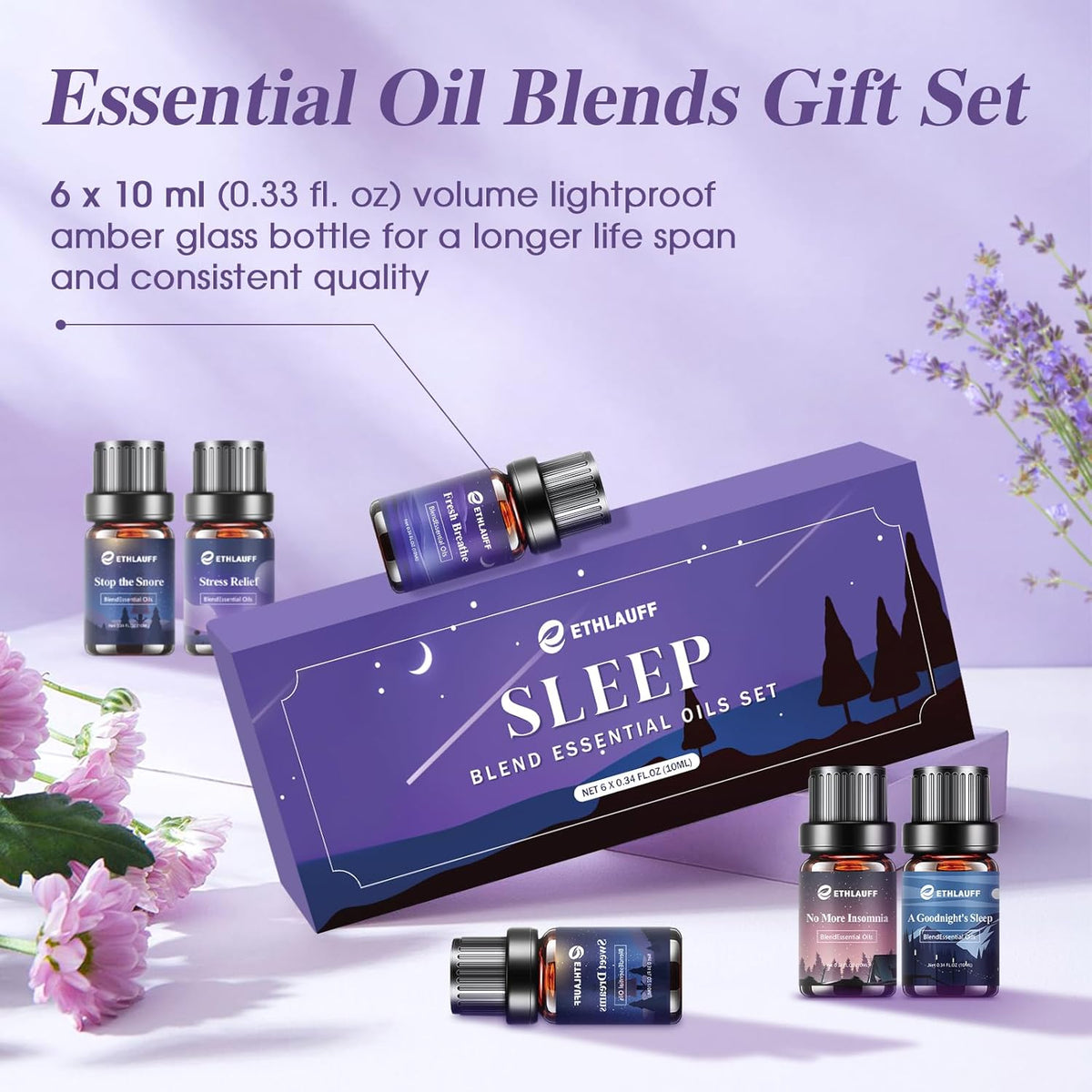 Sleep Essential Oils, Essential Oil Blends for Diffusers for Home (Relax, Stress Relief, Fresh