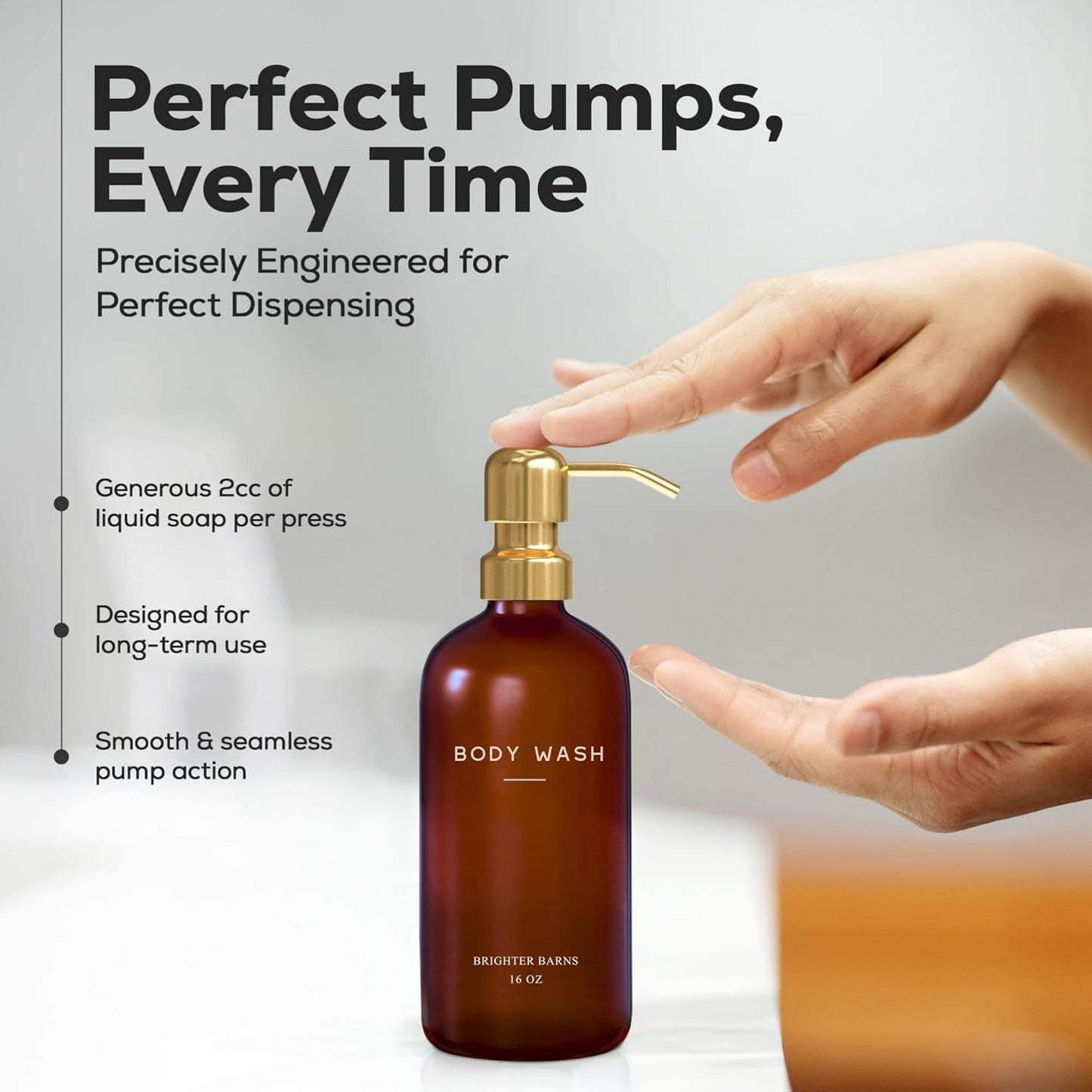 Luxury Shampoo and Conditioner Dispenser Set by Brighter Barns - Empty Shampoo Bottles Refillable