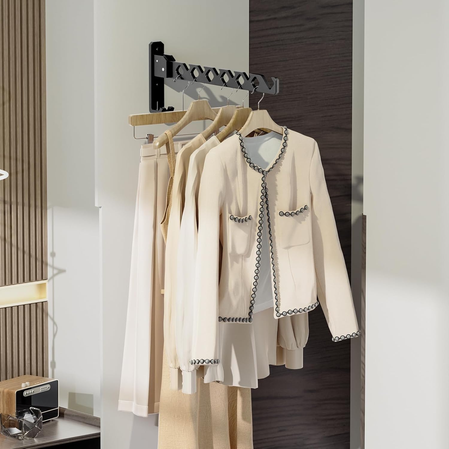 Wall Mounted Clothes Drying Rack, Wall Clothes Hanger Foldable, Laundry Hanger Hook for Bathroom
