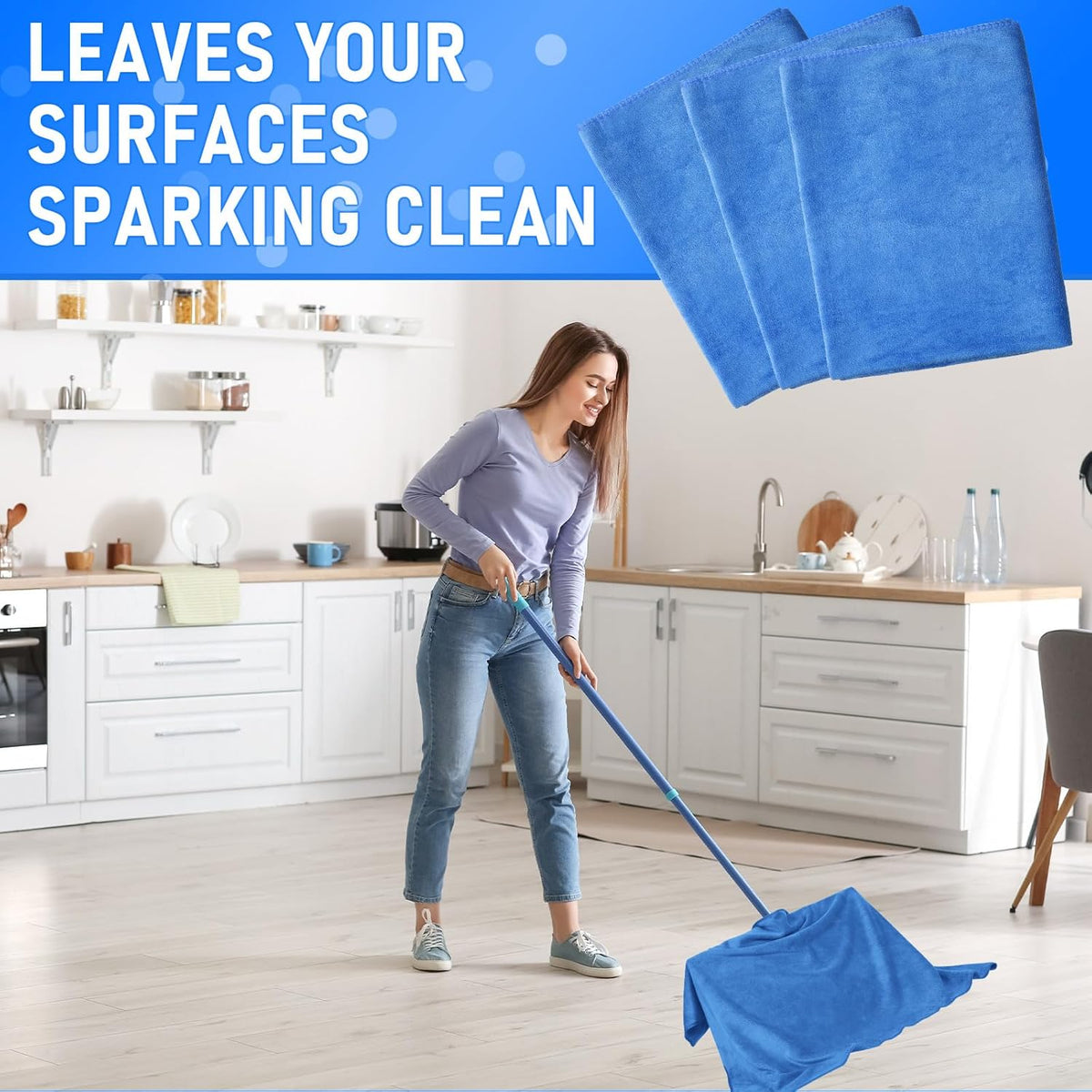 Newwiee 3 Pcs Extra Large Microfiber Cleaning Cloth 30" x 20" Washable Reusable Microfiber Towel