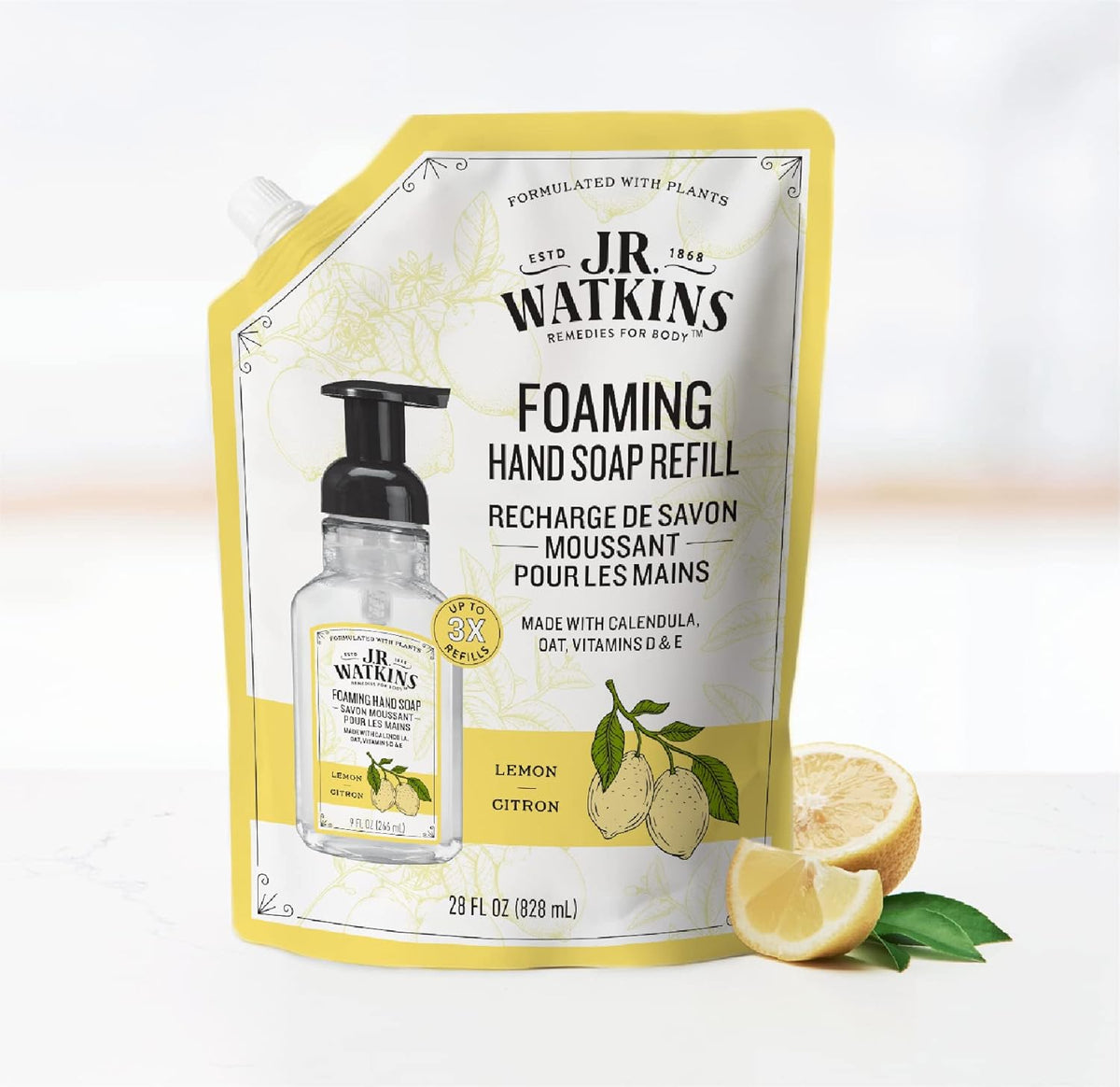 J.R. Watkins Foaming Hand Soap Refills, , Alcohol-Free Hand Wash, Cruelty-Free, , Moisturizing Hand