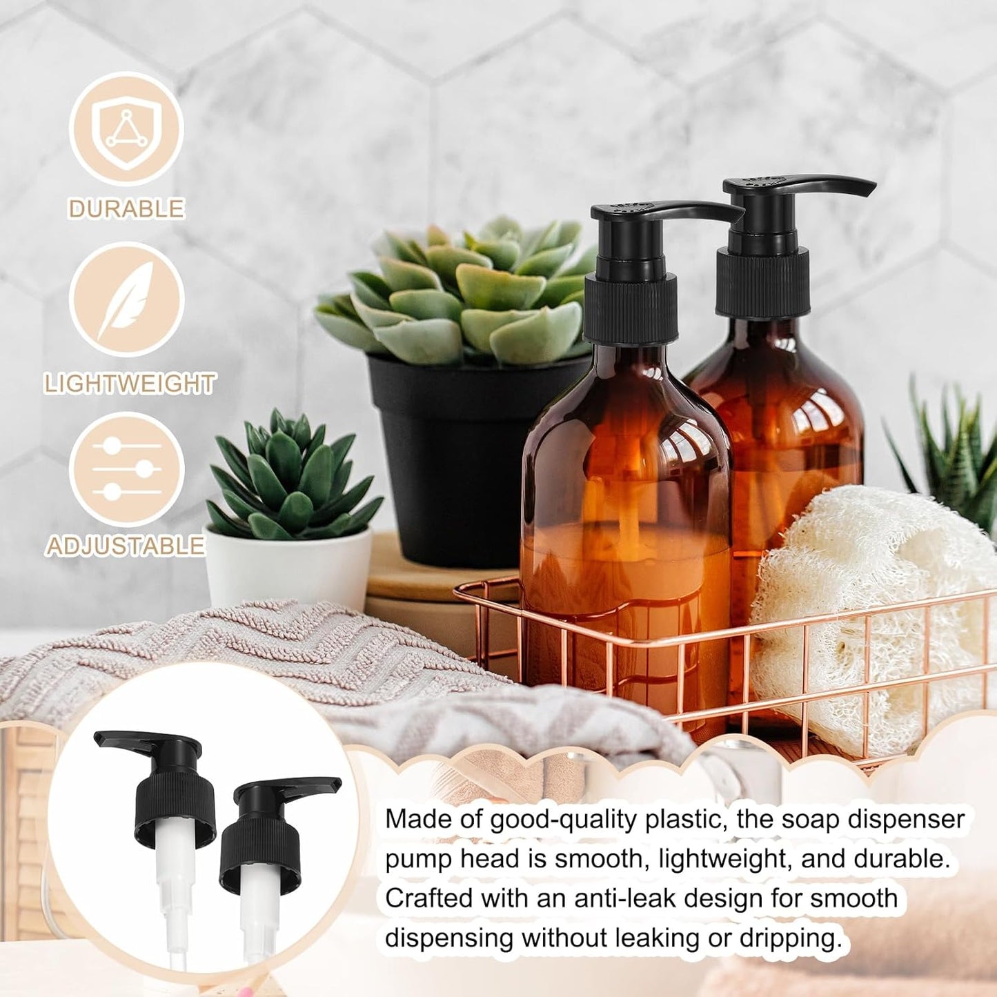 uxcell 8 Pcs Soap Dispenser Pump Heads Soap Dispensers Top Pumps Replacement Switch Pumphead for