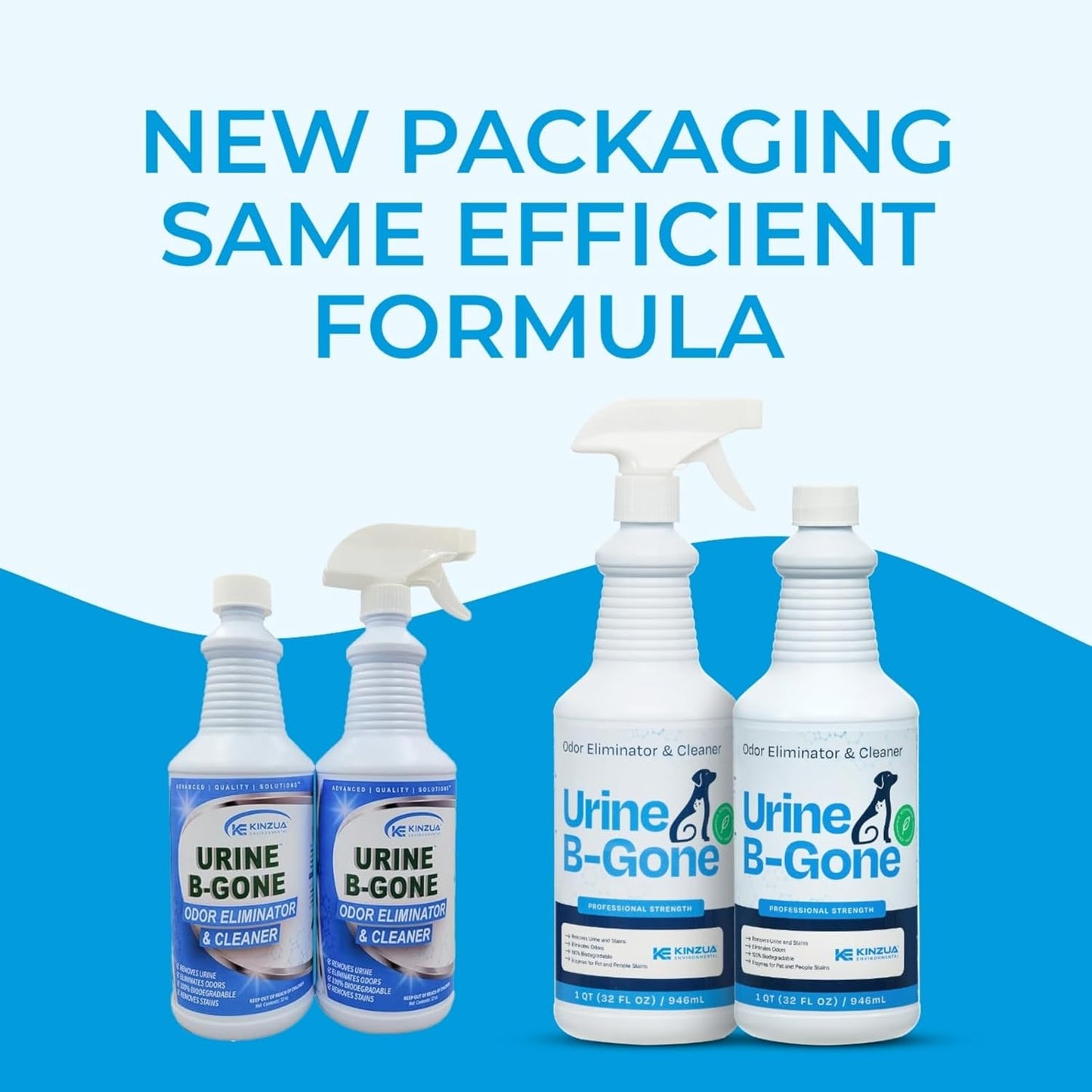 KINZUA ENVIRONMENTAL Urine B-Gone, Professional Enzyme Odor Eliminator & Pet Stain Remover, Human
