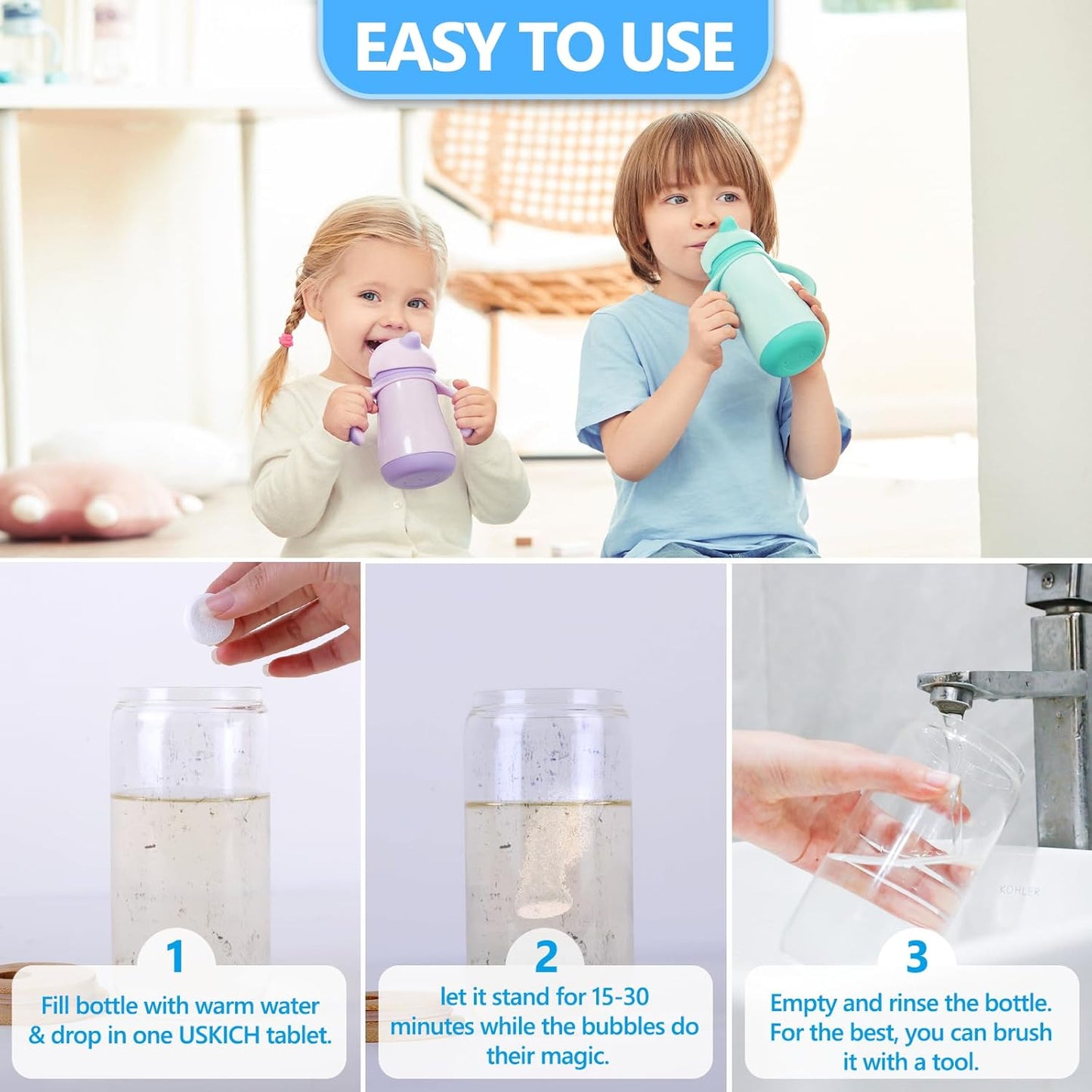 96Pack Water Bottle Cleaning Tablets, Bottle Bright Clean Stainless Steel, Thermos, Tumbler