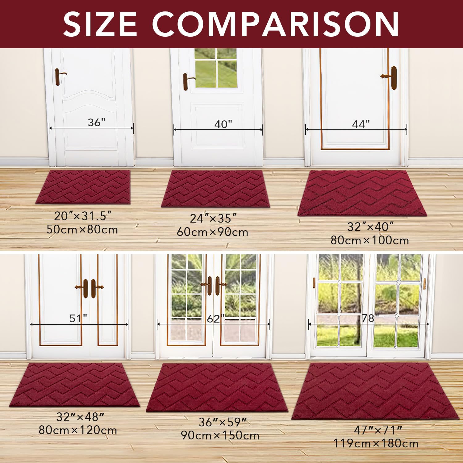 hicorfe Front Door Mat Outside Entrance,32"x40" Absorbent Muddy Dirt Resist Welcome Door Mats