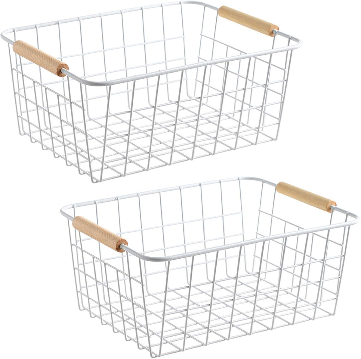 Kitchen Wire Baskets Farmhouse Decor Metal Food Storage Organizer,Household Refrigerator Bin with