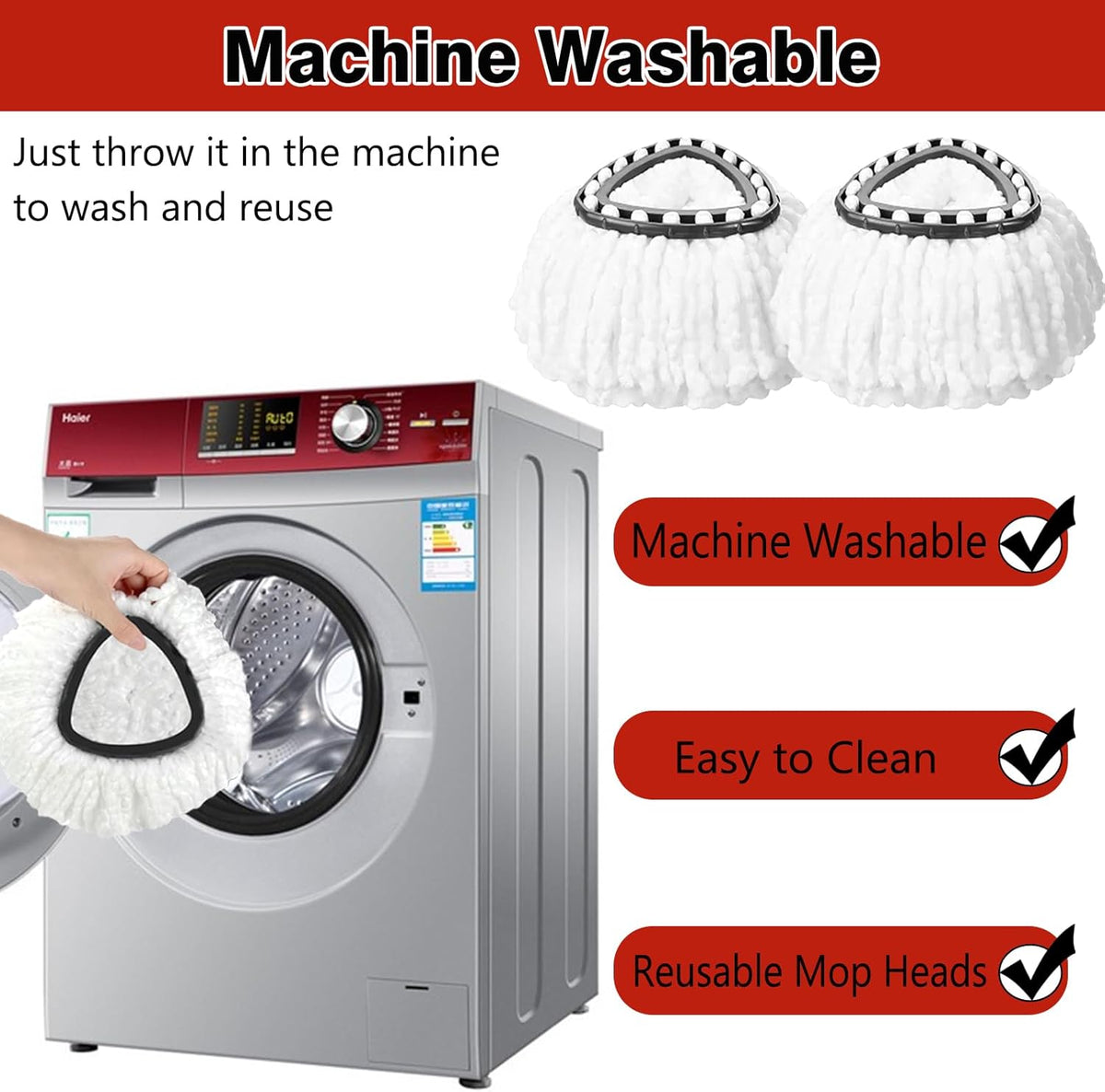 10 Pack Spin Mop Replacement Heads, 100% Microfiber Spin Mop Refill for Easy Wring, 360 Degree
