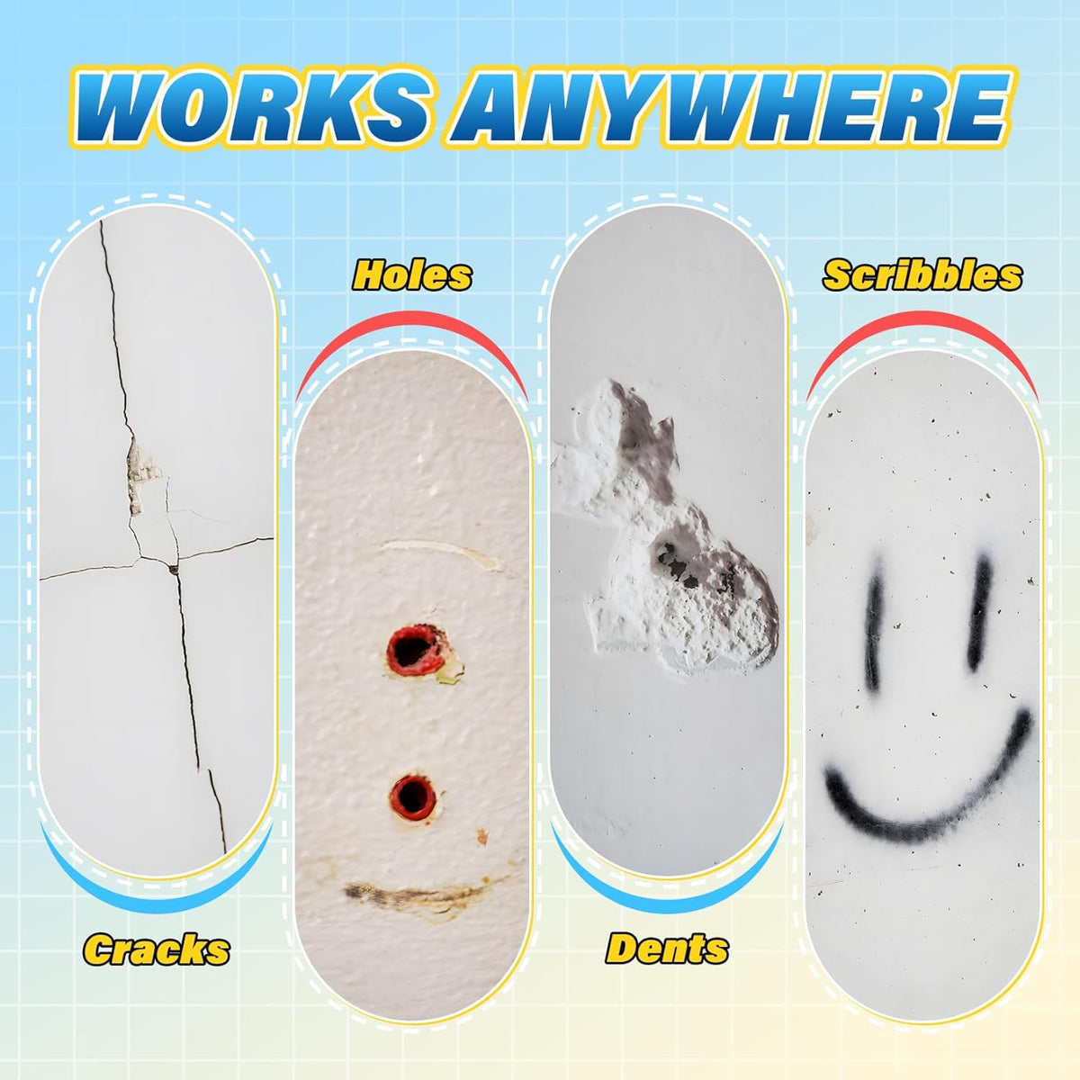 DIYSELF-Drywall-Repair-Kit-Fast-Drying, Wall Mending Agent, 9 Pack Spackle Wall Repair Kit with