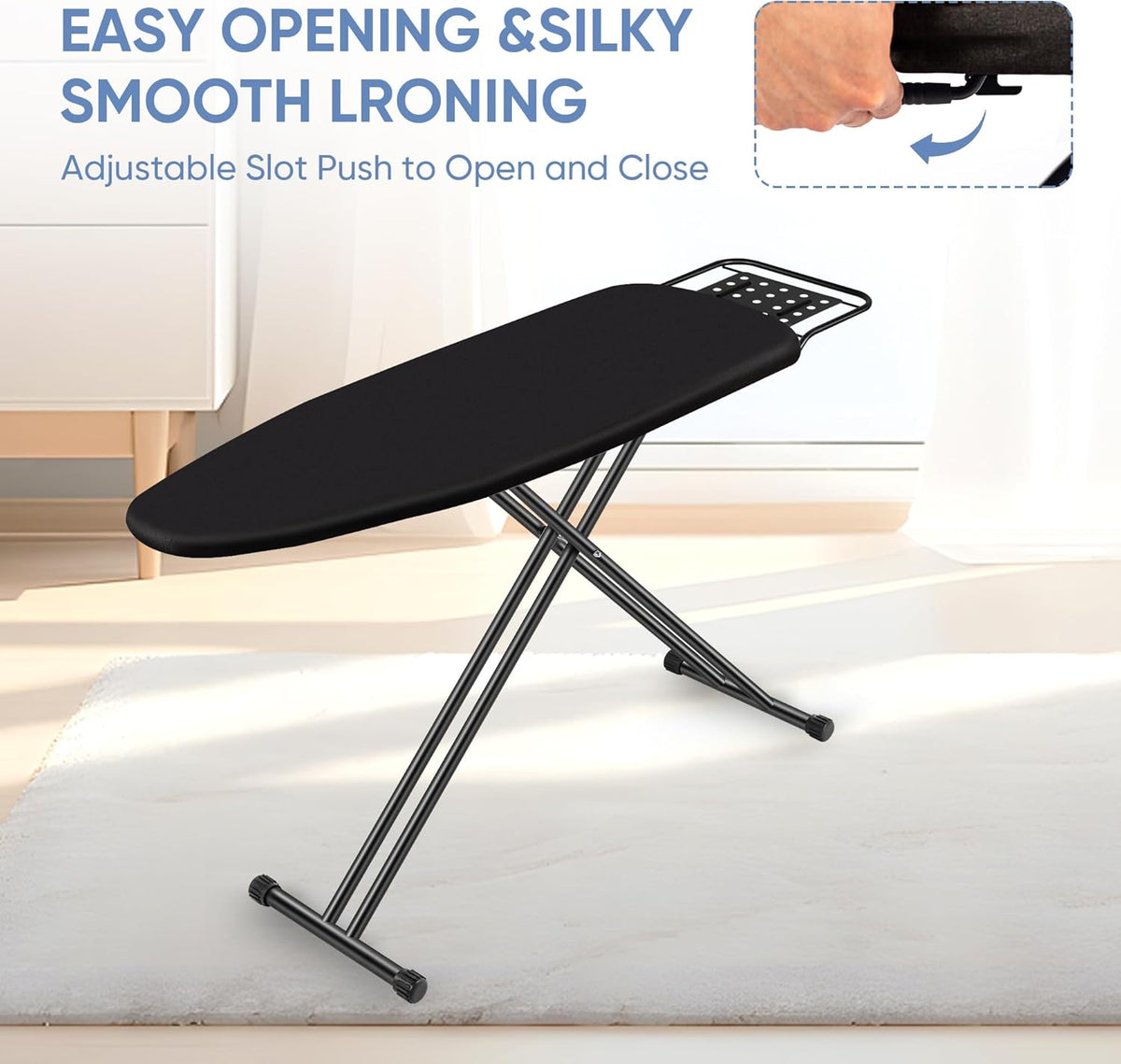 Full Size Ironing Board 47" X 15" with Heat Resistant Cover and Thicken Felt Pad, Safety Iron Rest