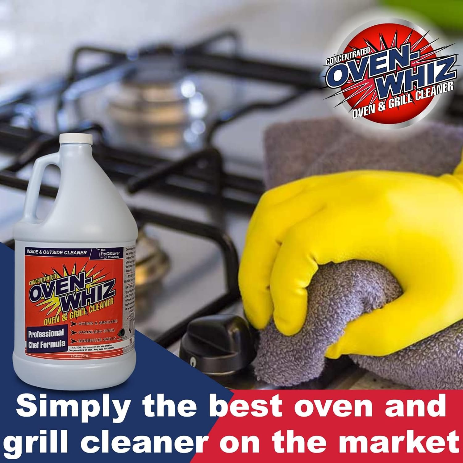 4 x 1 Gallon (512 Oz.) Oven-Whiz Oven & Grill Cleaner by FryOilSaver Co., Tough Stain Buildup