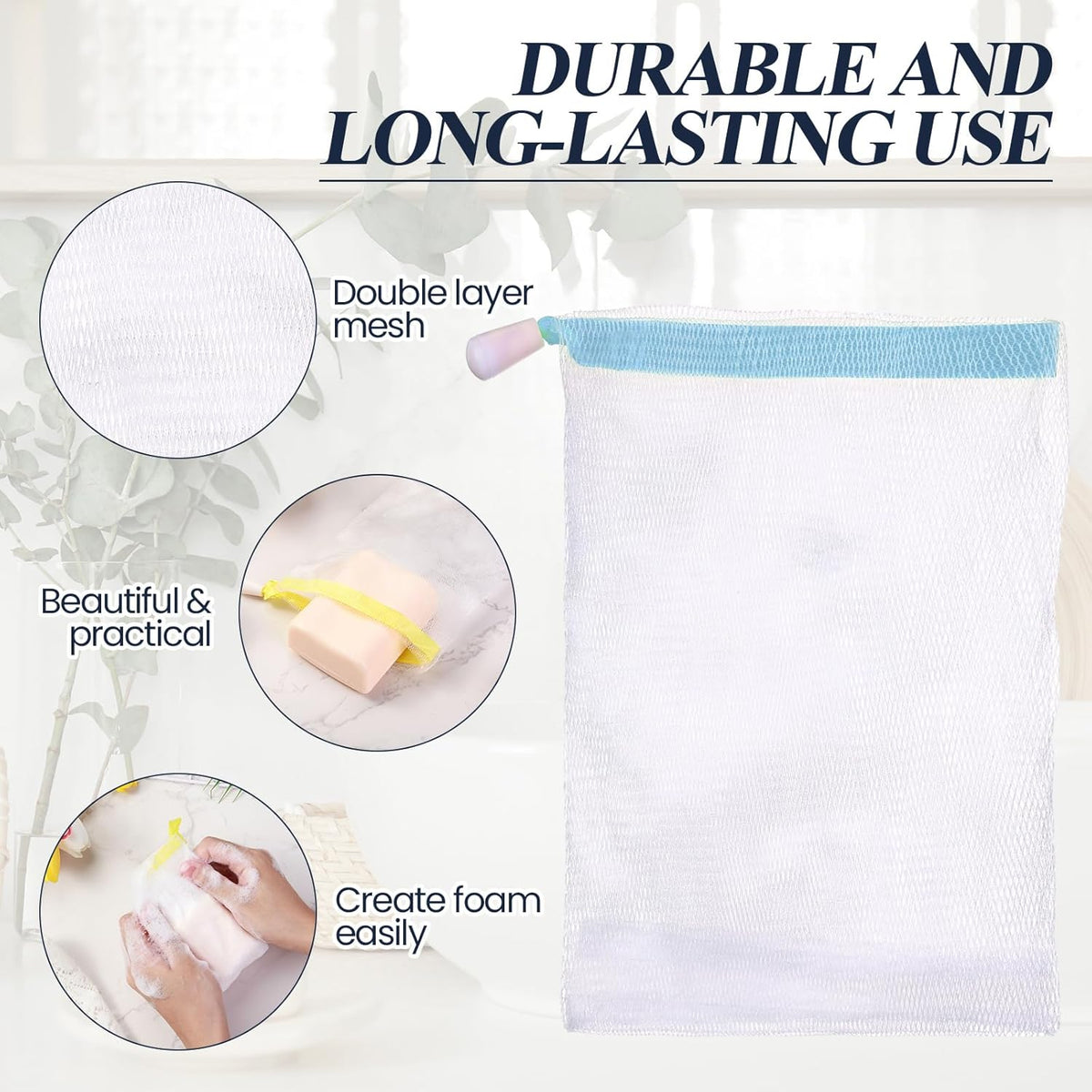 Hushee Soap Bag Bubble Mesh Bags Exfoliating Soap Pouch with Drawstring for Foaming Drying Easy