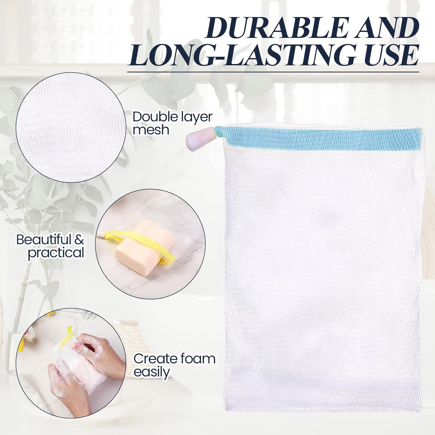 Hushee Soap Bag Bubble Mesh Bags Exfoliating Soap Pouch with Drawstring for Foaming Drying Easy