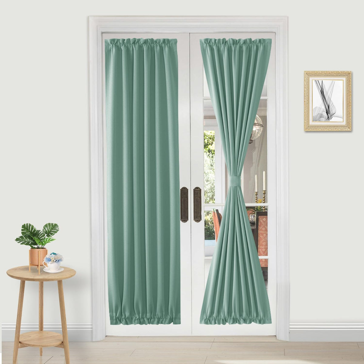 DWCN French Door Curtains – Rod Pocket Thermal Blackout Curtain for Doors with Glass Window