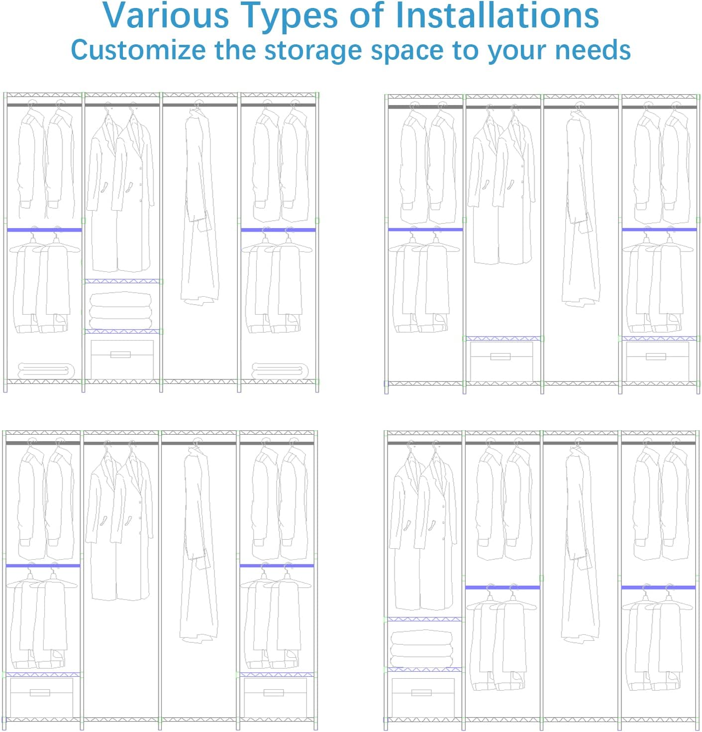 VIPEK V40 Medium Garment Rack Heavy Duty Clothes Rack for Hanging Clothes, Multi-Functional Bedroom