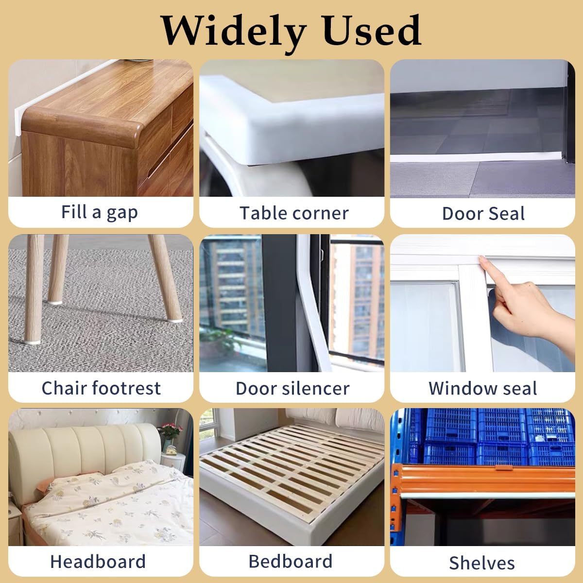 Weather Stripping Door Seal White,Self Adhesive Foam Tape,Window Insulation Weatherproof Gasket