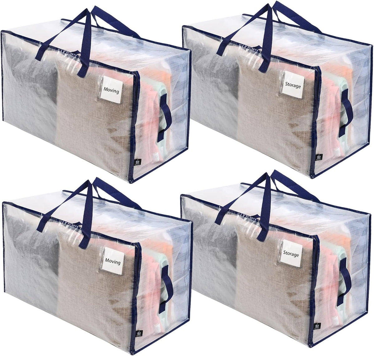 VENO 4 Pack Moving and Storage Bags, Heavy Duty, Alternative to Moving Boxes, Large Packing Totes