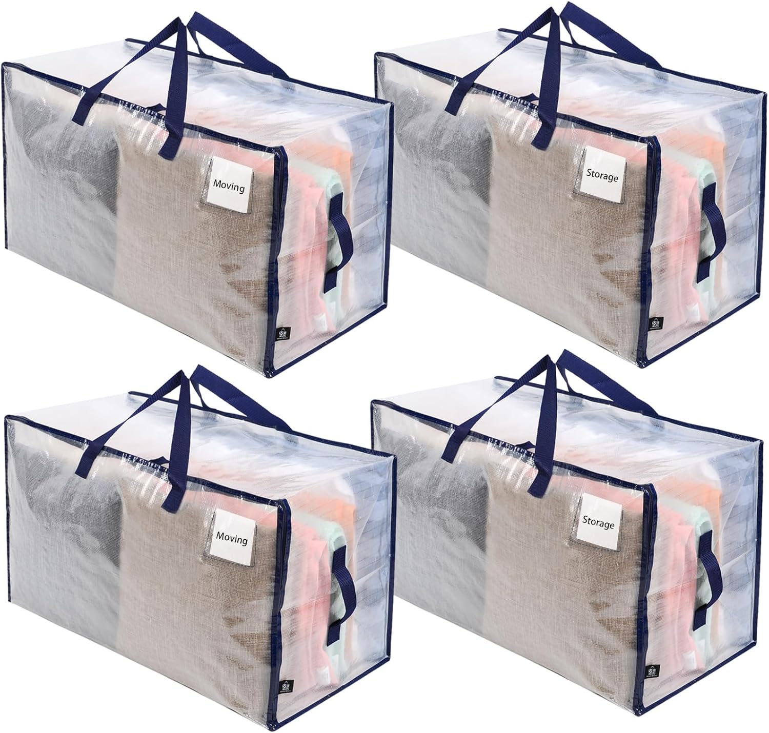 VENO 4 Pack Moving and Storage Bags, Heavy Duty, Alternative to Moving Boxes, Large Packing Totes