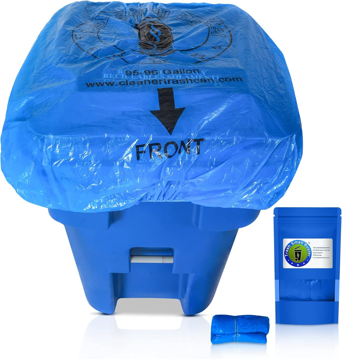 95 Gallon Trash Can Cover Odor Eliminating Bag with Elastic Band Chemical Free Durable Outdoor