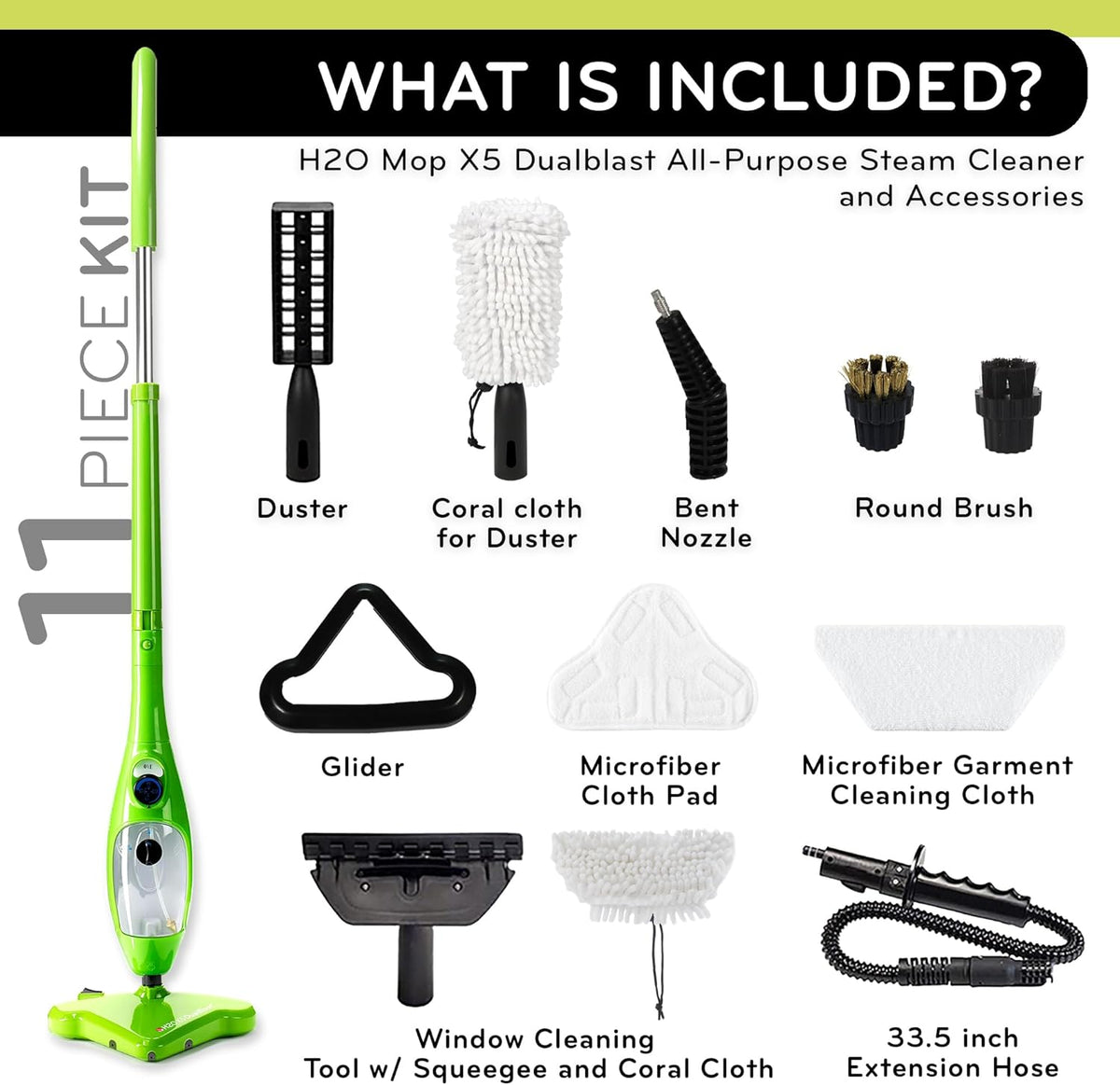 H2O X5 Steam Mop 5-in-1 DualBlast and Handheld Steamer Cleaner For Kitchen Tile Floors, Floor