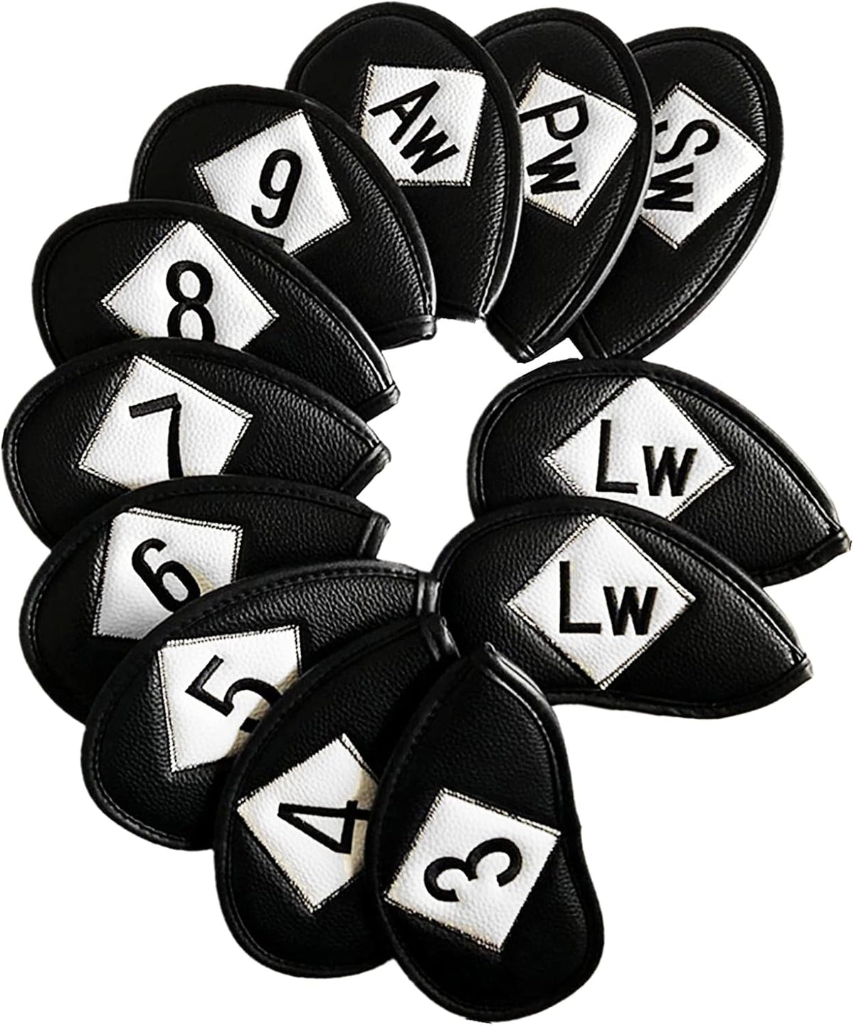 FINGER TEN Premium Synthetic Leather Stylish Iron & Wedge Golf Head Covers Value 12 Piece Set