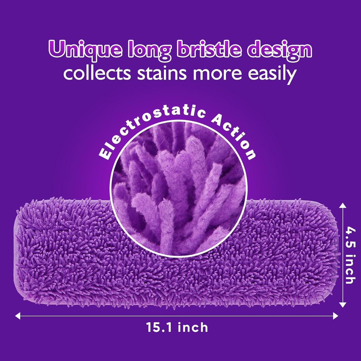 Reusable Mop Pads for Swiffer PowerMop, 8 Pack Microfiber Mop Pad Refill with Scrubber Strips for