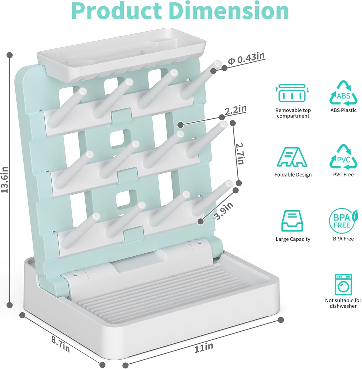 Baby Bottle Drying Rack, Vertical Standing Bottle Dryer Rack Holder-Space Saving Baby Bottle Drying