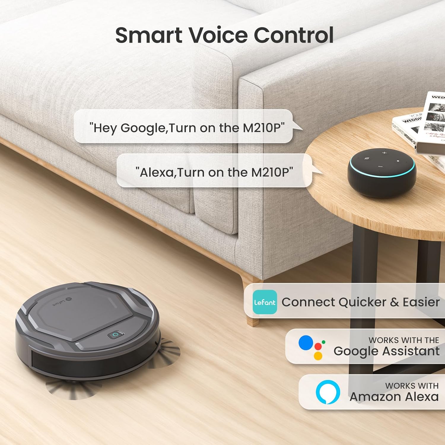 Lefant M210P Robot Vacuum Cleaner, Super Thin, Powerful Suction, Quiet, Self-Charging, Ideal for
