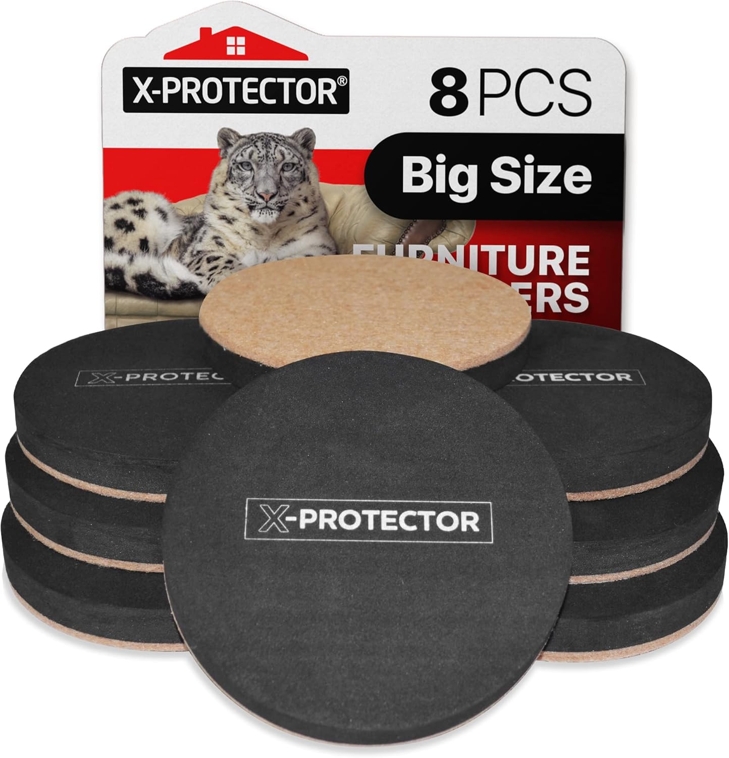 Felt Furniture Sliders Hardwood Floors X-PROTECTOR – 8 PCS 4 3/4 inch Furniture Sliders – Heavy