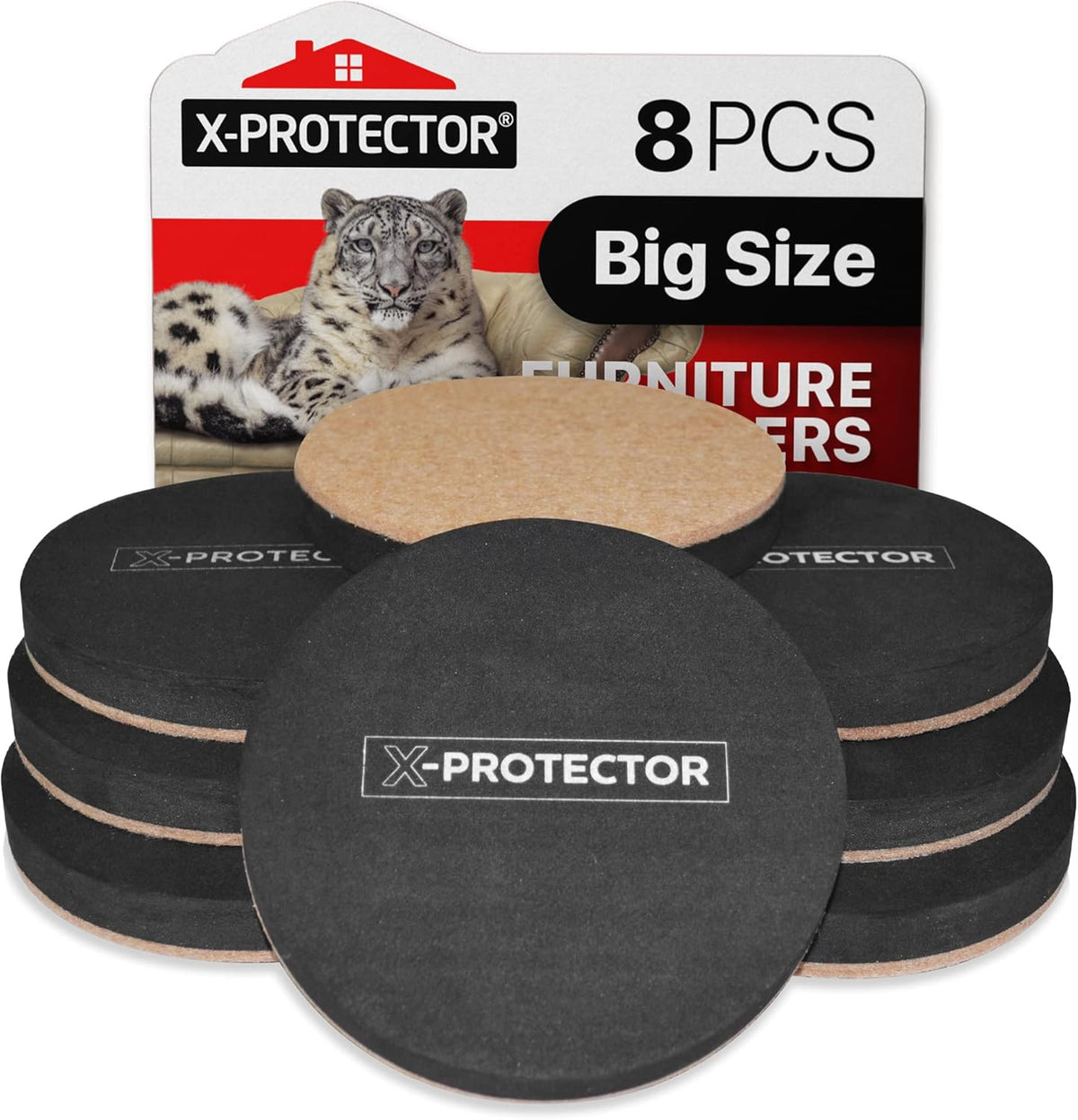 Felt Furniture Sliders Hardwood Floors X-PROTECTOR – 8 PCS 4 3/4 inch Furniture Sliders – Heavy