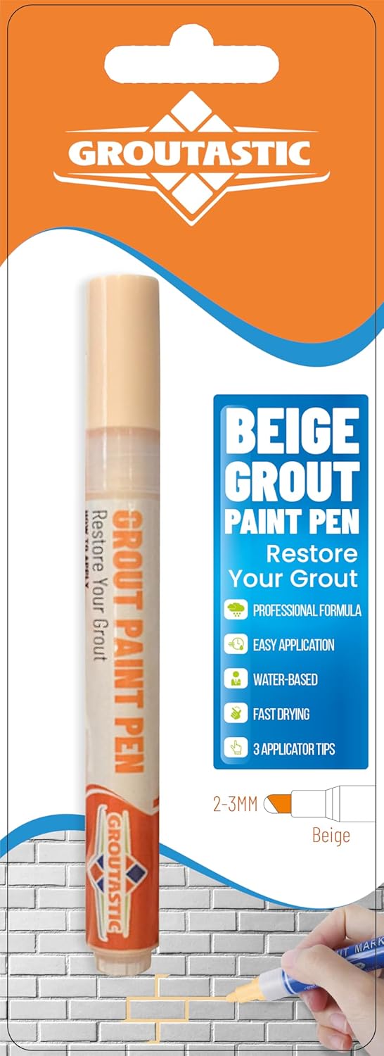 Grout Pen Light Beige – Tile Grout Colorant & Sealer Pen for Bathroom, Kitchen & Shower