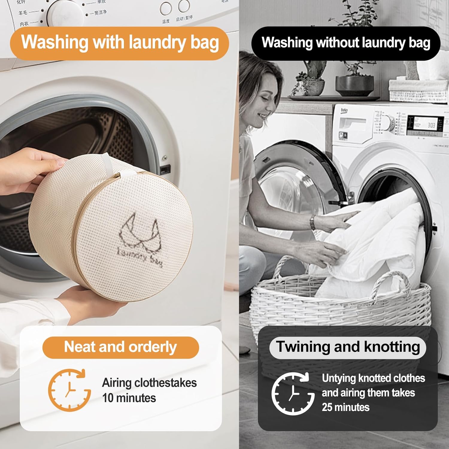 Mesh Laundry Wash Bags Set,7 Piece Set of Laundry Bags with Automatic Zipper, Suitable for Women's