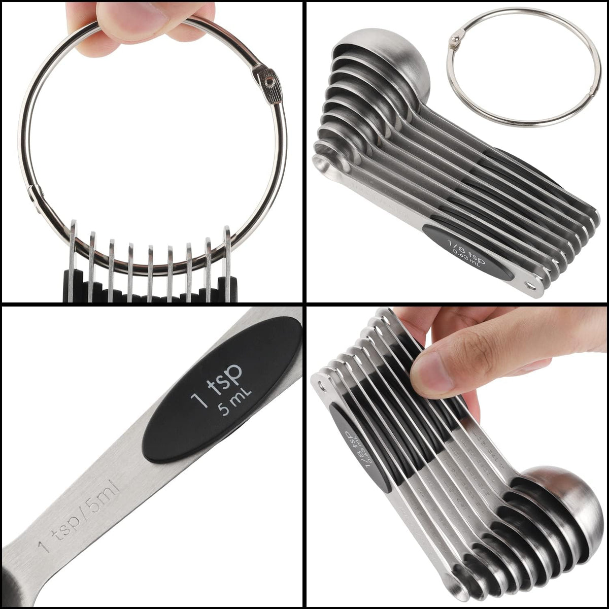 Magnetic Measuring Spoons Set of 9 Stainless Steel Stackable Measuring Spoons Heavy Duty Nesting